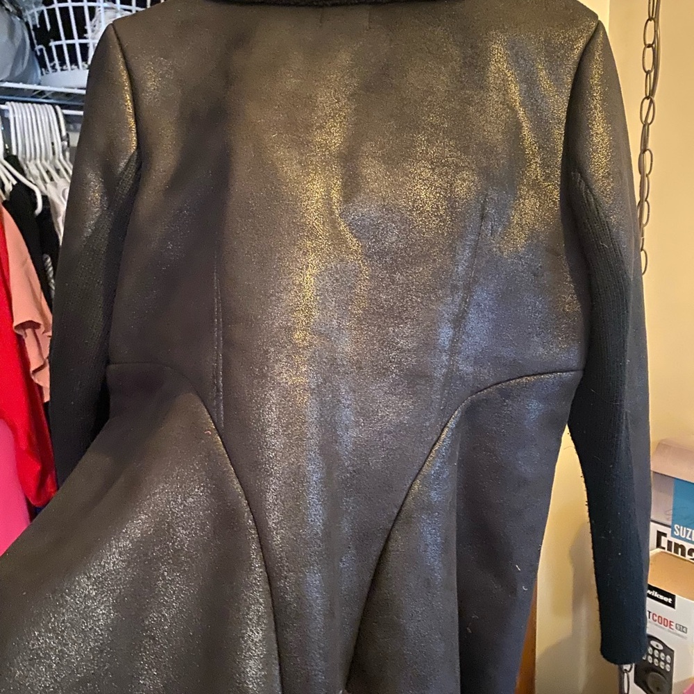 Vera Wang Black suede-like moto jacket